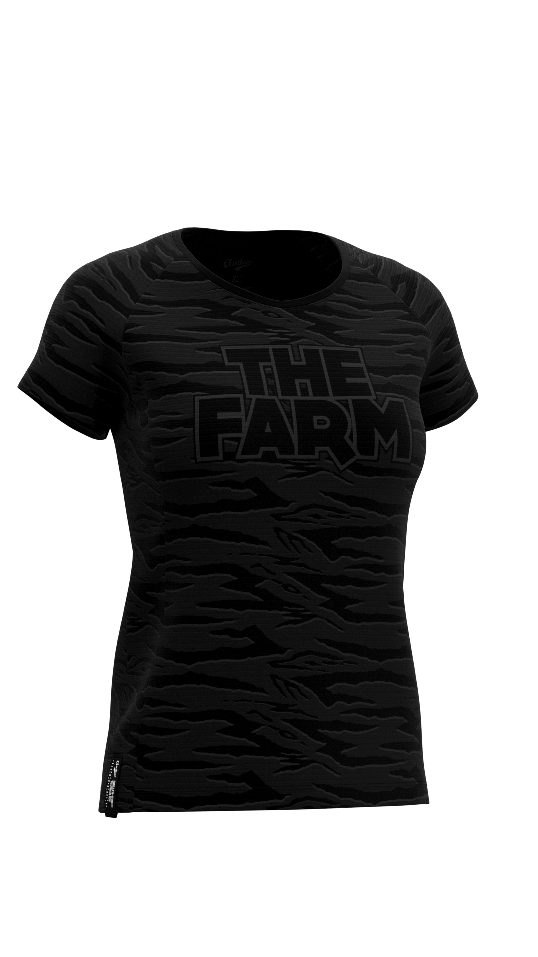 The Farm Women's Pro-Fit Tee - Sandana Black & Grey Snake Stripe