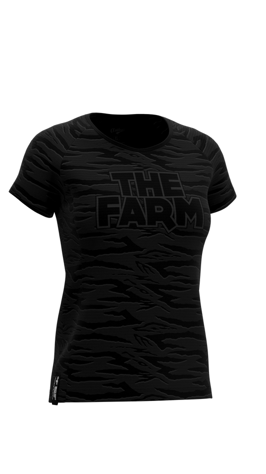 The Farm Women's Pro-Fit Tee - Sandana Black & Grey Snake Stripe